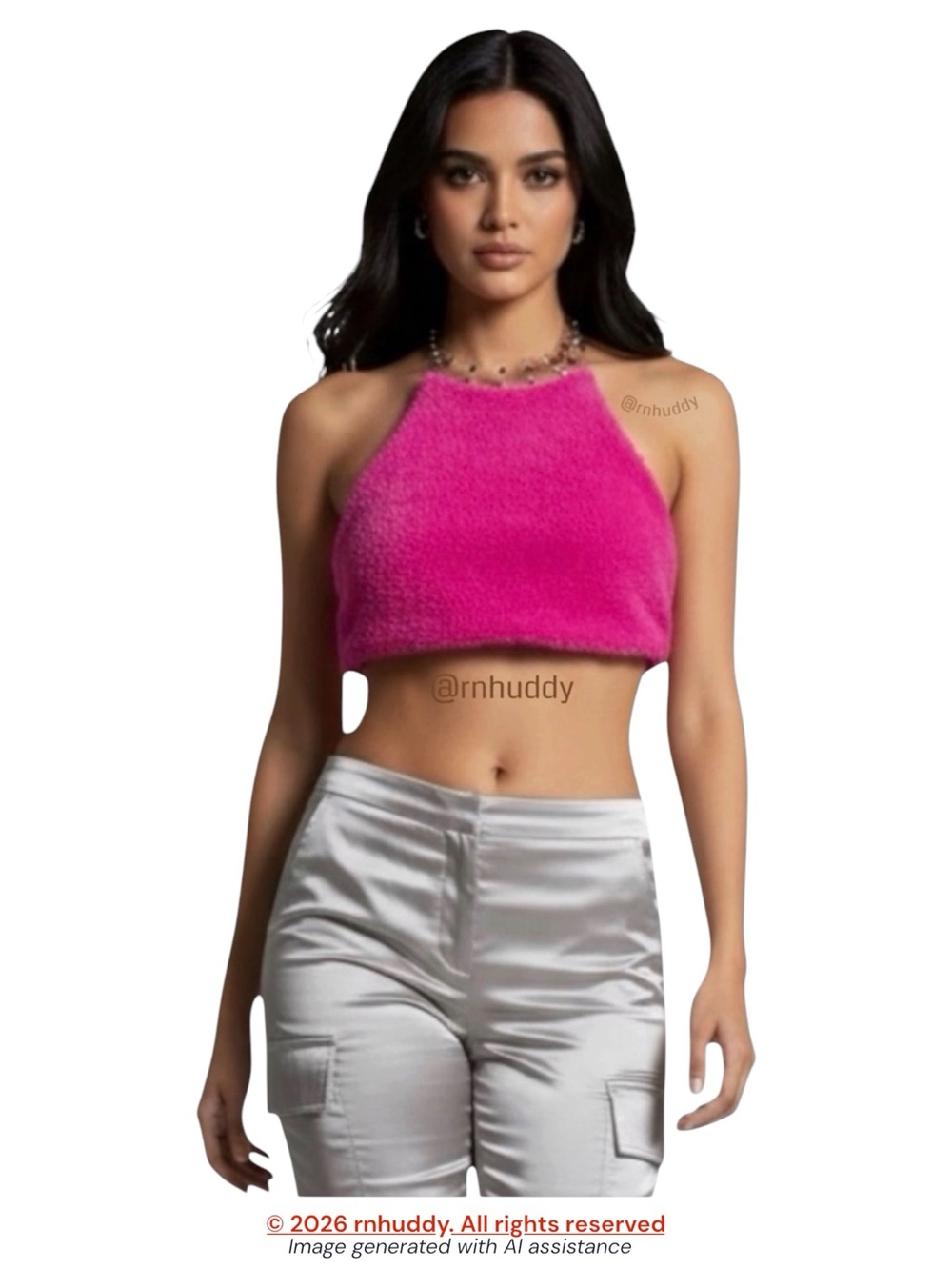 NWT Dolls Kill Club Exx L fuschia fuhreak cropped halter